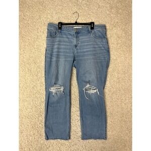 Hollister Jeans Womens 16R / 33 Low-Rise Relaxed Straight Distressed Medium Wash